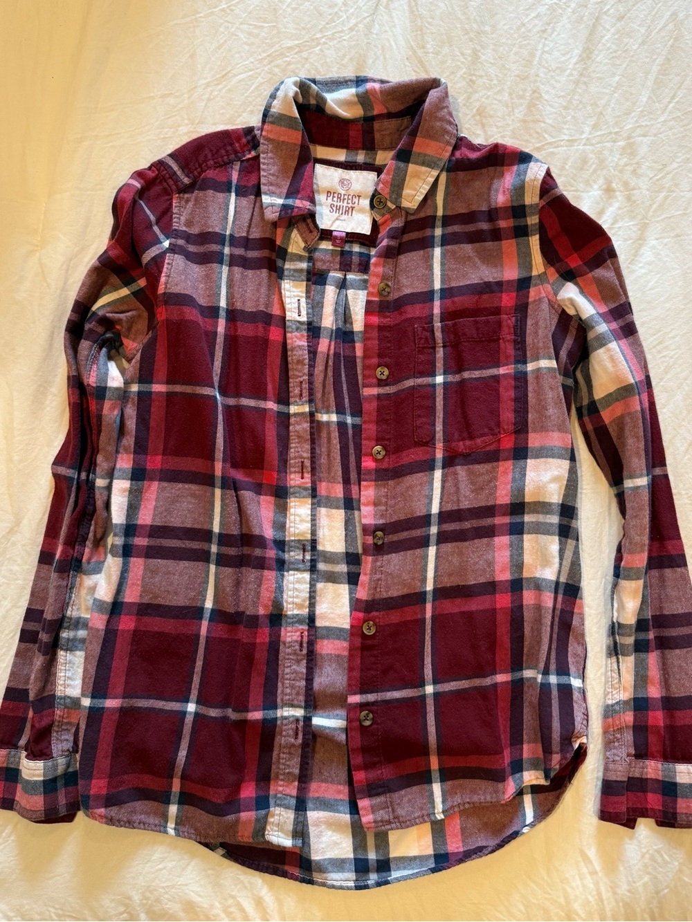 SO Women's Burgundy Plaid Button-Down Shirt